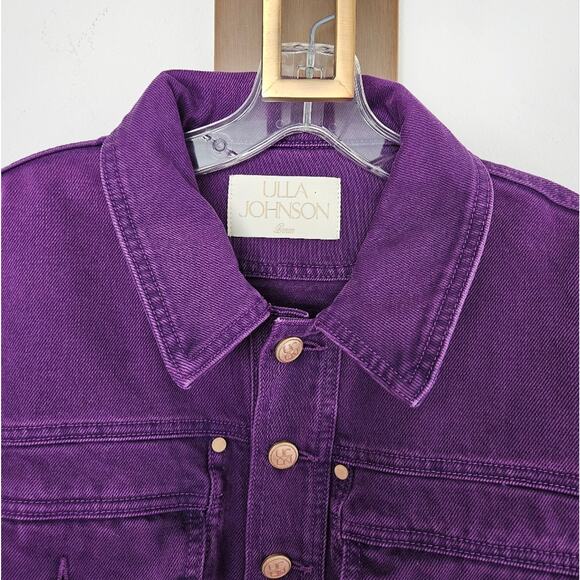 Ulla Johnson Purple Cassis Wash The Odette Jacket Denim Jean Jacket Size Medium - Picture 7 of 12